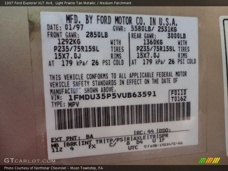 1997 Explorer XLT 4x4 Light Prairie Tan Metallic Color Code BA