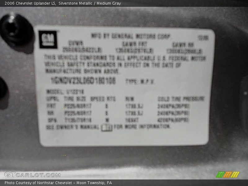Silverstone Metallic / Medium Gray 2006 Chevrolet Uplander LS