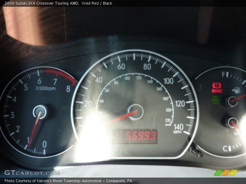 Vivid Red / Black 2009 Suzuki SX4 Crossover Touring AWD