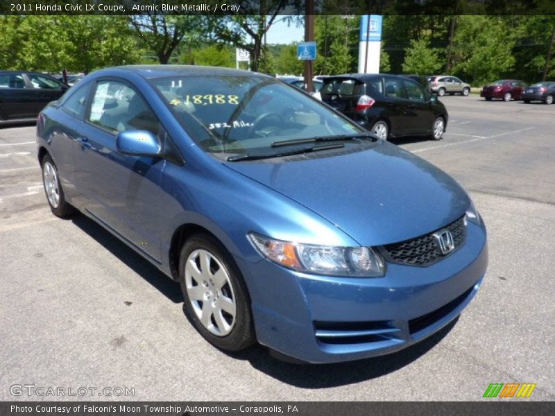 Atomic Blue Metallic / Gray 2011 Honda Civic LX Coupe