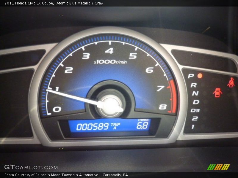 Atomic Blue Metallic / Gray 2011 Honda Civic LX Coupe