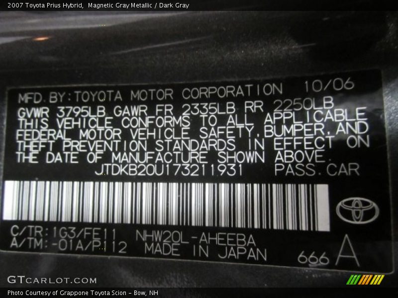 Magnetic Gray Metallic / Dark Gray 2007 Toyota Prius Hybrid