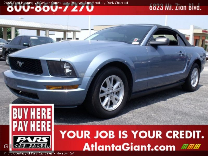 Windveil Blue Metallic / Dark Charcoal 2005 Ford Mustang V6 Deluxe Convertible