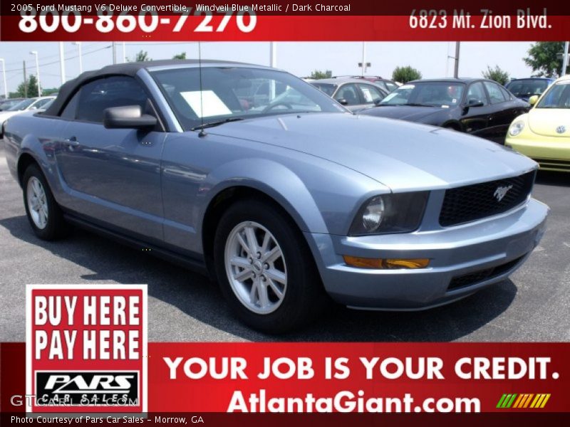 Windveil Blue Metallic / Dark Charcoal 2005 Ford Mustang V6 Deluxe Convertible
