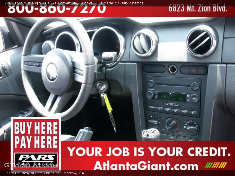 Windveil Blue Metallic / Dark Charcoal 2005 Ford Mustang V6 Deluxe Convertible