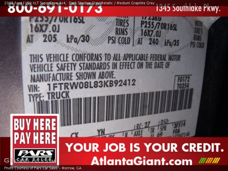 Dark Shadow Grey Metallic / Medium Graphite Grey 2003 Ford F150 XLT SuperCrew 4x4
