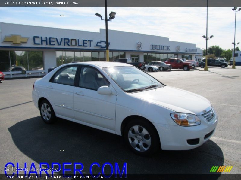 White / Gray 2007 Kia Spectra EX Sedan