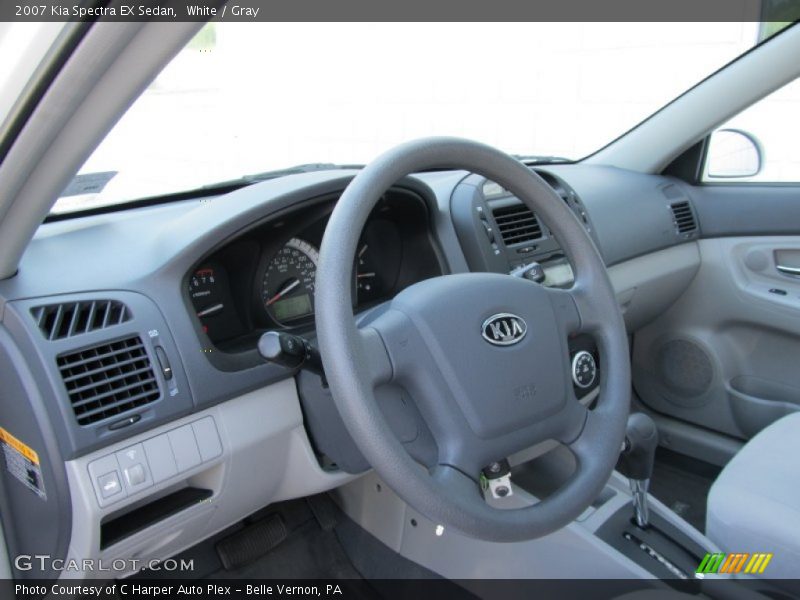 White / Gray 2007 Kia Spectra EX Sedan