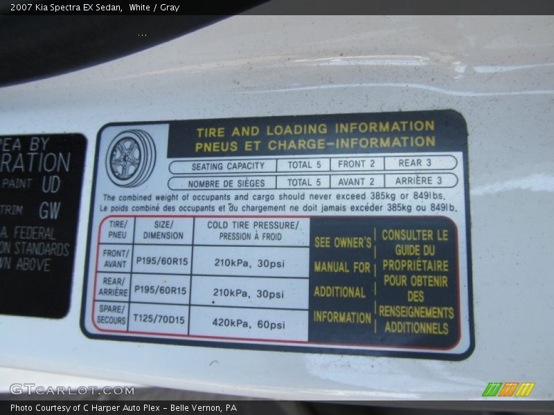 White / Gray 2007 Kia Spectra EX Sedan