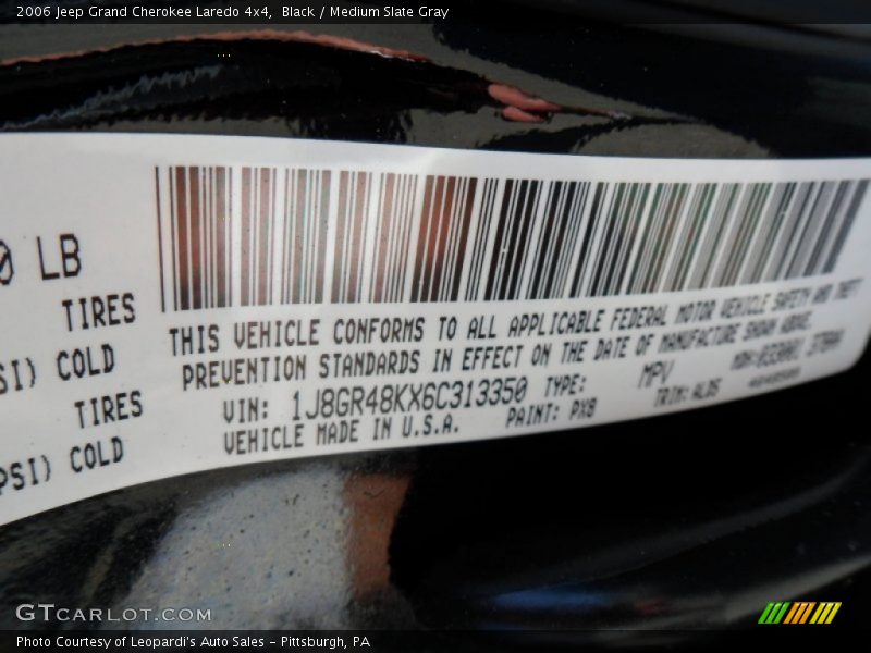 Black / Medium Slate Gray 2006 Jeep Grand Cherokee Laredo 4x4