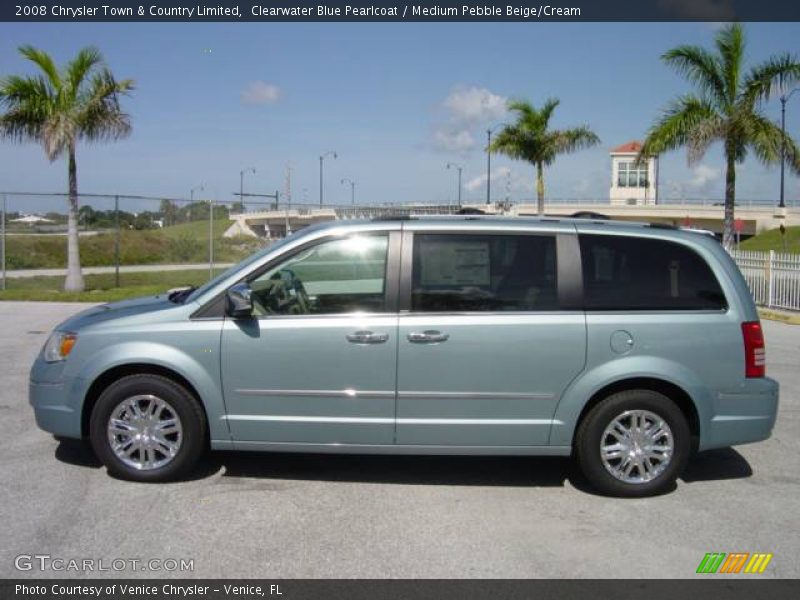 Clearwater Blue Pearlcoat / Medium Pebble Beige/Cream 2008 Chrysler Town & Country Limited