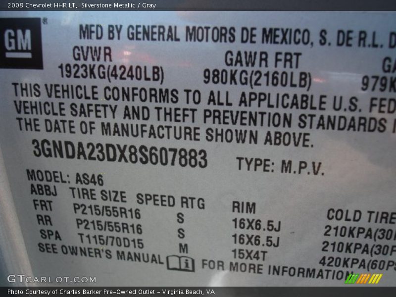 Silverstone Metallic / Gray 2008 Chevrolet HHR LT