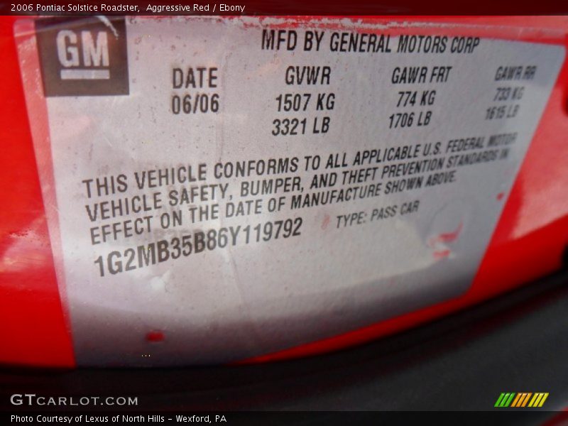 Aggressive Red / Ebony 2006 Pontiac Solstice Roadster