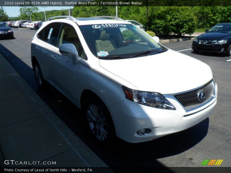 Starfire White Pearl / Parchment/Brown Walnut 2010 Lexus RX 450h AWD Hybrid