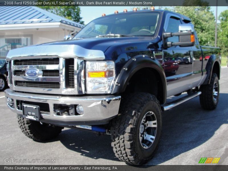 Dark Blue Pearl Metallic / Medium Stone 2008 Ford F250 Super Duty XLT SuperCab 4x4