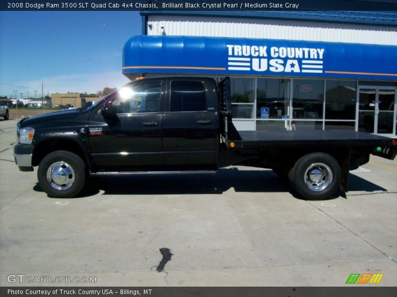 Brilliant Black Crystal Pearl / Medium Slate Gray 2008 Dodge Ram 3500 SLT Quad Cab 4x4 Chassis