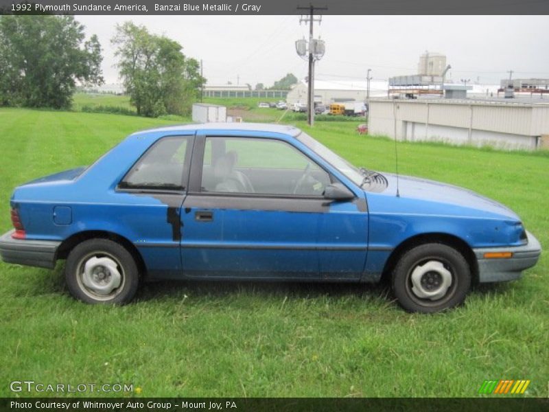 Banzai Blue Metallic / Gray 1992 Plymouth Sundance America