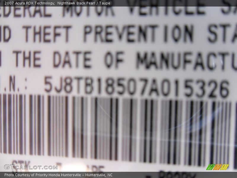Nighthawk Black Pearl / Taupe 2007 Acura RDX Technology