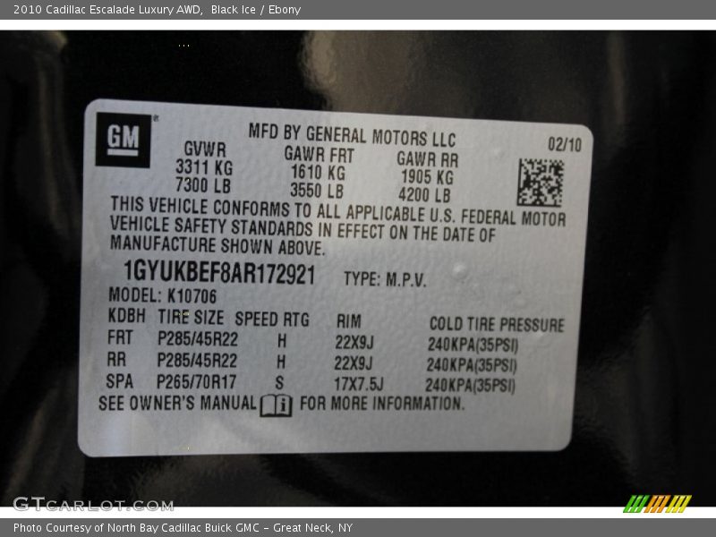Black Ice / Ebony 2010 Cadillac Escalade Luxury AWD