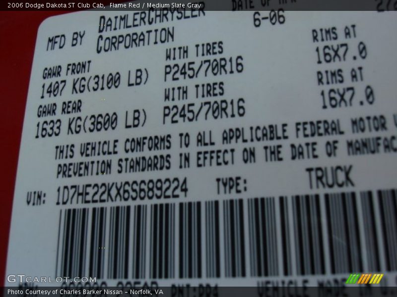 Flame Red / Medium Slate Gray 2006 Dodge Dakota ST Club Cab