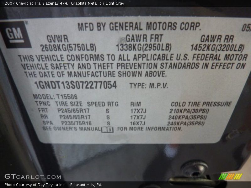 Graphite Metallic / Light Gray 2007 Chevrolet TrailBlazer LS 4x4