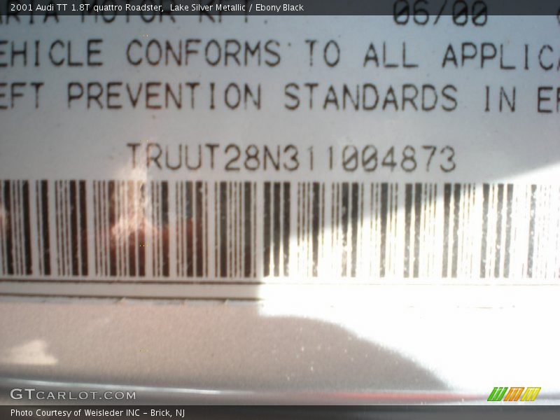 Lake Silver Metallic / Ebony Black 2001 Audi TT 1.8T quattro Roadster