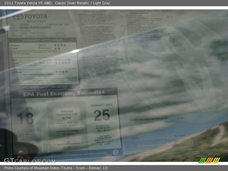 Classic Silver Metallic / Light Gray 2011 Toyota Venza V6 AWD