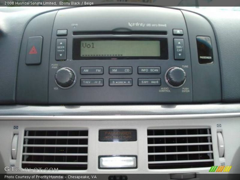 Ebony Black / Beige 2008 Hyundai Sonata Limited