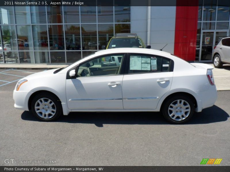Aspen White / Beige 2011 Nissan Sentra 2.0 S