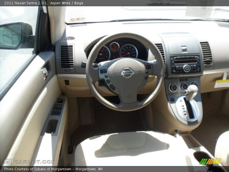 Aspen White / Beige 2011 Nissan Sentra 2.0 S