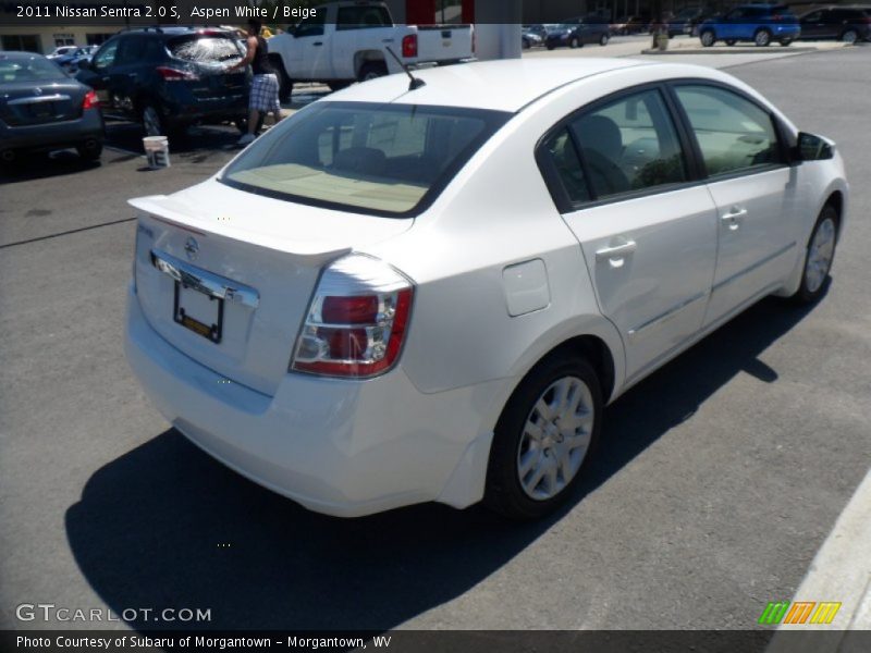 Aspen White / Beige 2011 Nissan Sentra 2.0 S