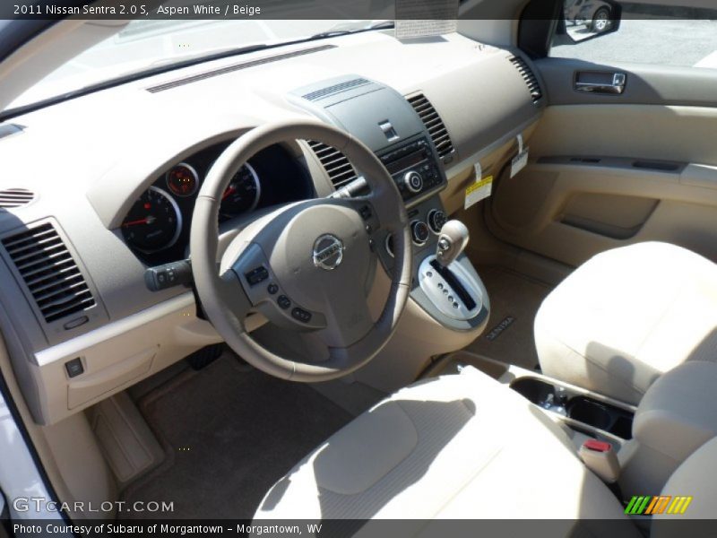 Aspen White / Beige 2011 Nissan Sentra 2.0 S