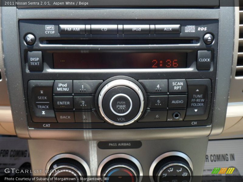 Aspen White / Beige 2011 Nissan Sentra 2.0 S