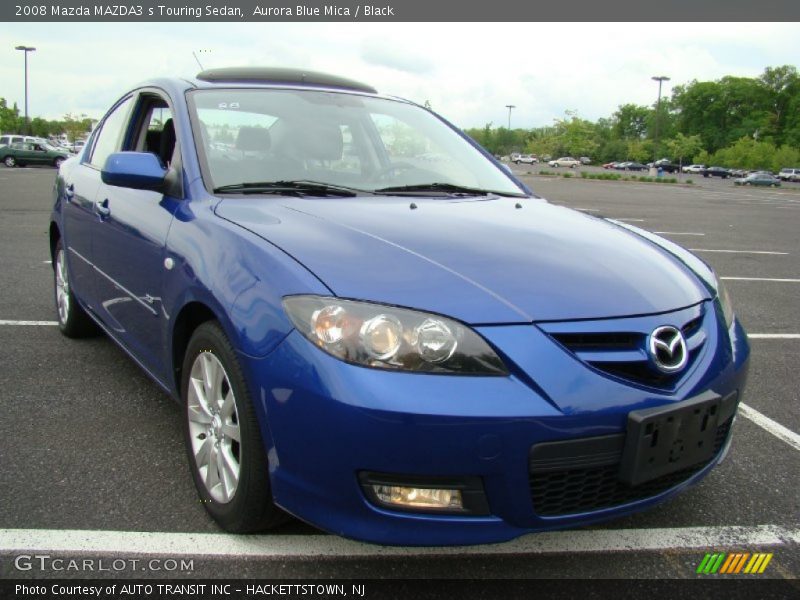 Aurora Blue Mica / Black 2008 Mazda MAZDA3 s Touring Sedan