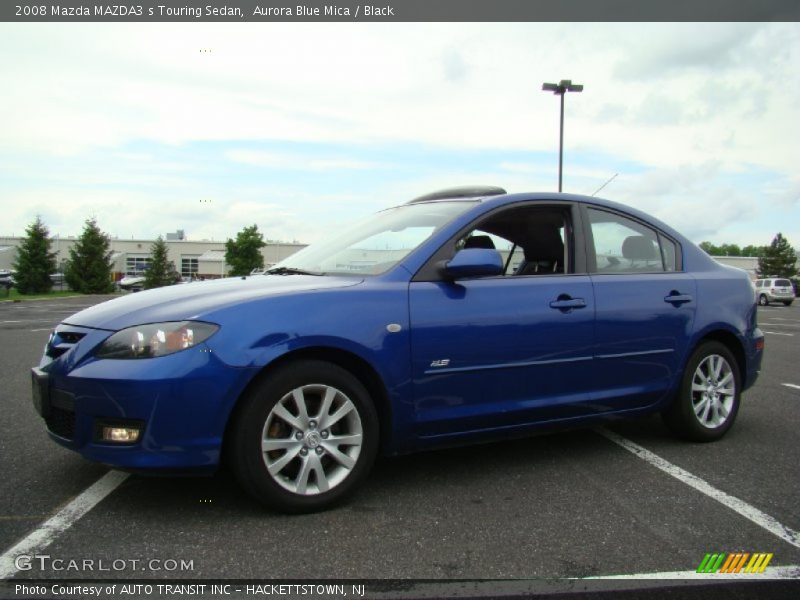 Aurora Blue Mica / Black 2008 Mazda MAZDA3 s Touring Sedan