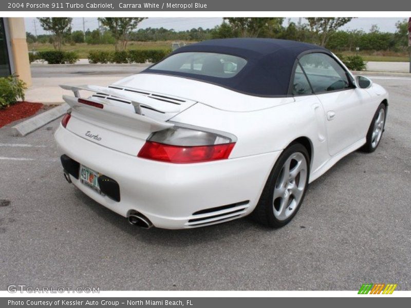 Carrara White / Metropol Blue 2004 Porsche 911 Turbo Cabriolet