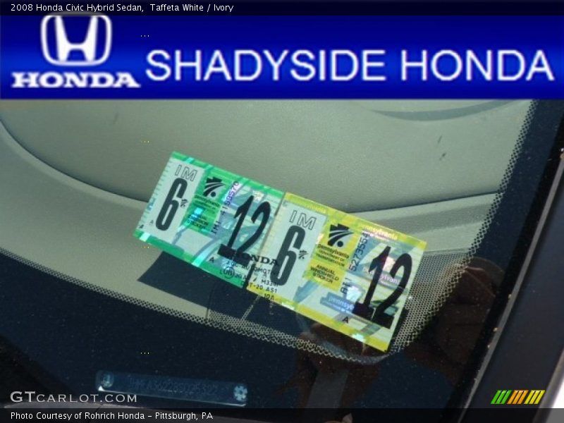 Taffeta White / Ivory 2008 Honda Civic Hybrid Sedan