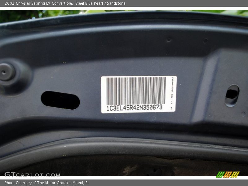 Steel Blue Pearl / Sandstone 2002 Chrysler Sebring LX Convertible