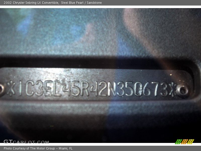 Steel Blue Pearl / Sandstone 2002 Chrysler Sebring LX Convertible
