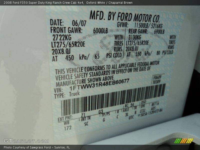 Oxford White / Chaparral Brown 2008 Ford F350 Super Duty King Ranch Crew Cab 4x4
