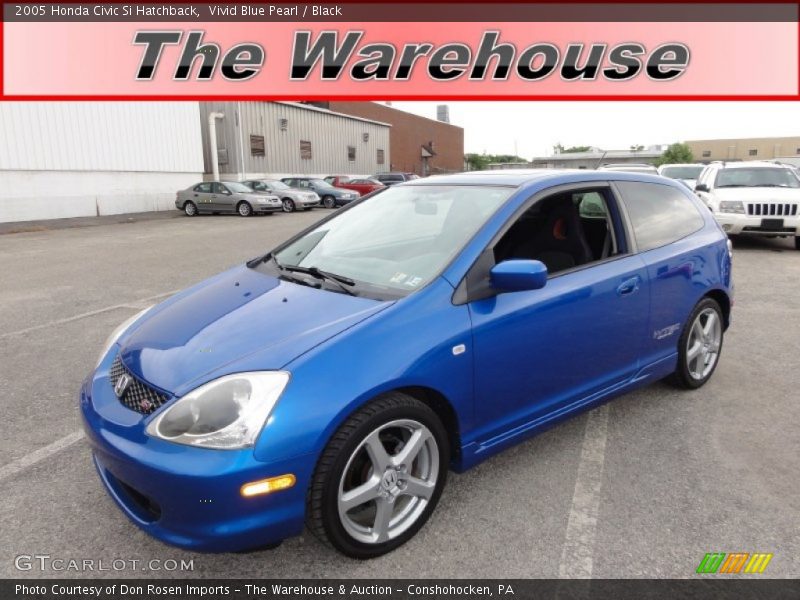 Vivid Blue Pearl / Black 2005 Honda Civic Si Hatchback