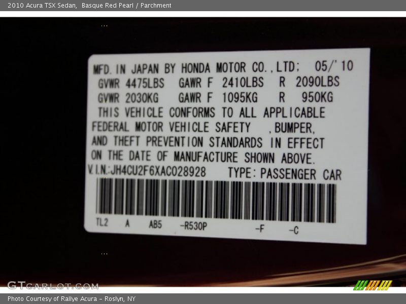 Basque Red Pearl / Parchment 2010 Acura TSX Sedan