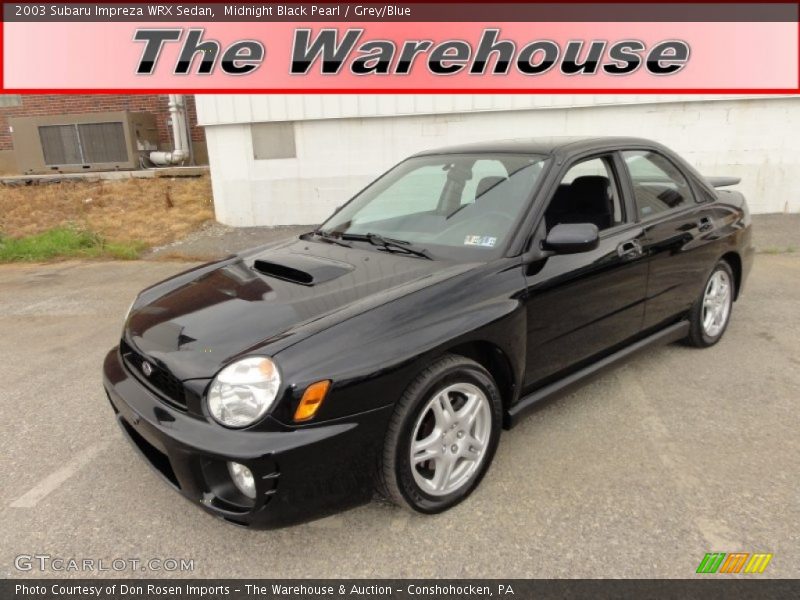 Midnight Black Pearl / Grey/Blue 2003 Subaru Impreza WRX Sedan