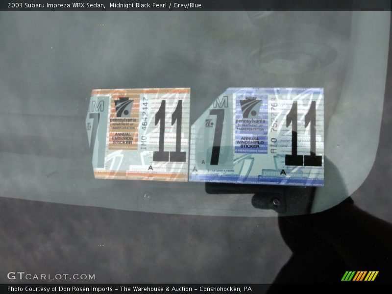 Midnight Black Pearl / Grey/Blue 2003 Subaru Impreza WRX Sedan