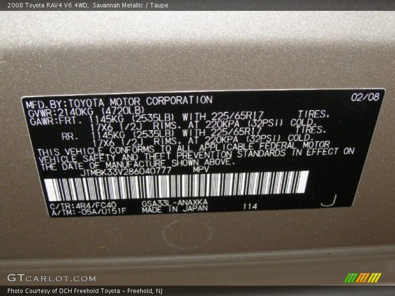 Savannah Metallic / Taupe 2008 Toyota RAV4 V6 4WD