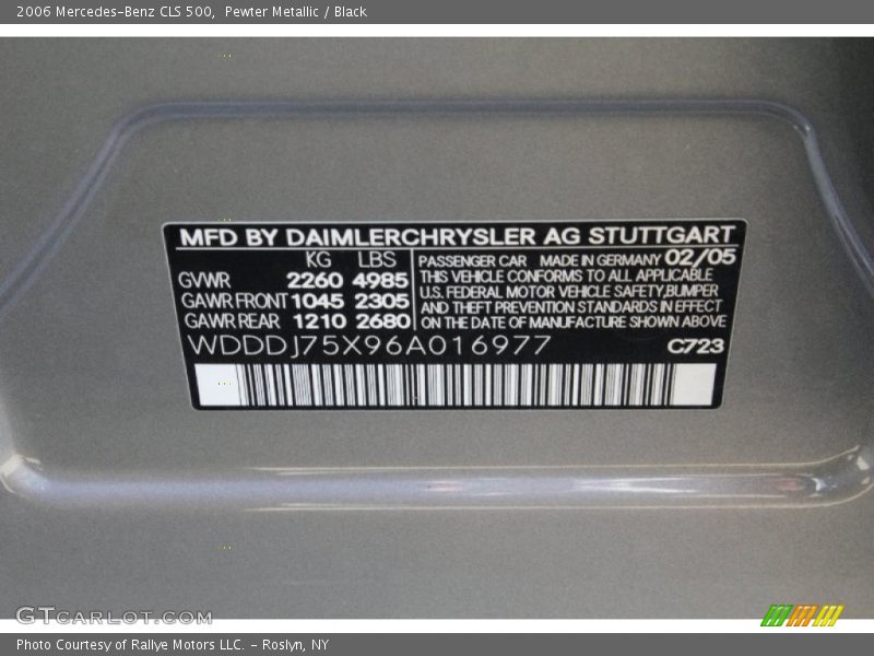 Pewter Metallic / Black 2006 Mercedes-Benz CLS 500