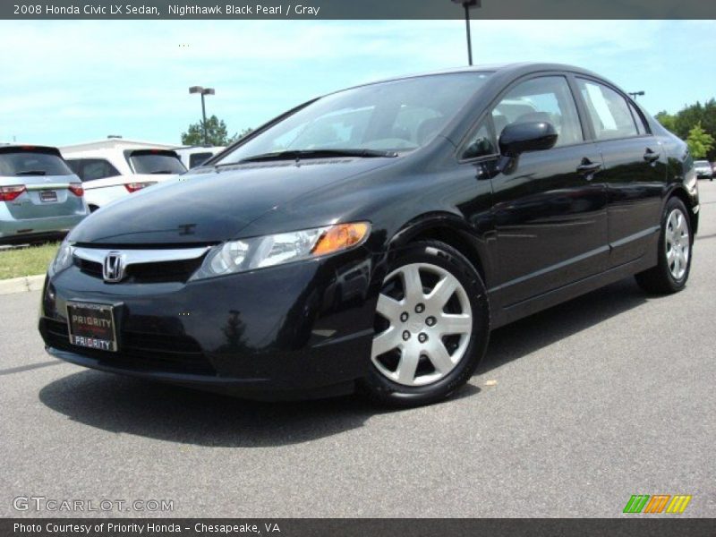 Nighthawk Black Pearl / Gray 2008 Honda Civic LX Sedan