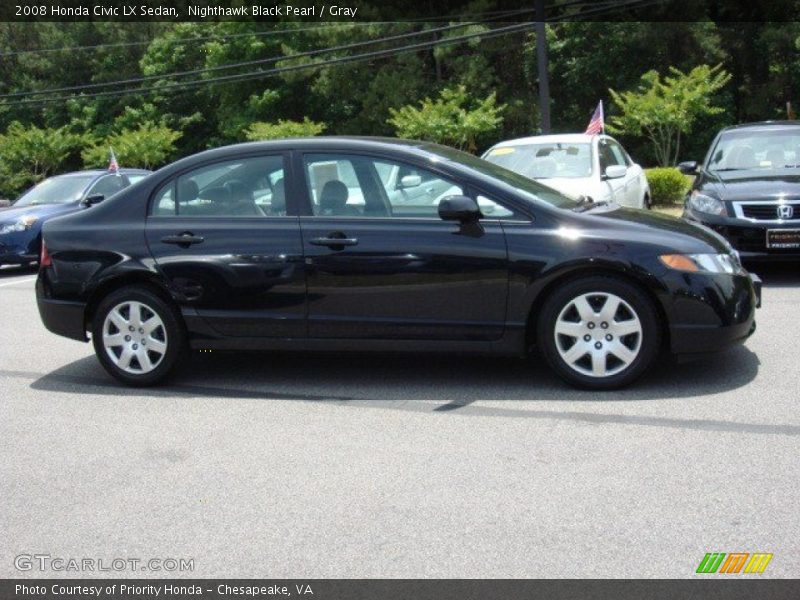 Nighthawk Black Pearl / Gray 2008 Honda Civic LX Sedan