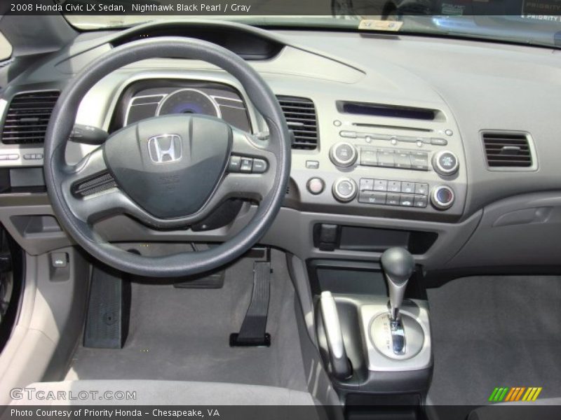 Nighthawk Black Pearl / Gray 2008 Honda Civic LX Sedan