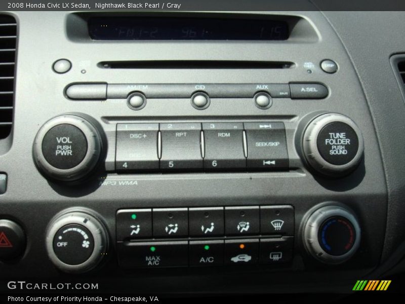 Nighthawk Black Pearl / Gray 2008 Honda Civic LX Sedan